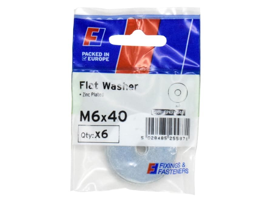 Forgefix FPKFW640 M6 x 40mm Flat Washers ZP