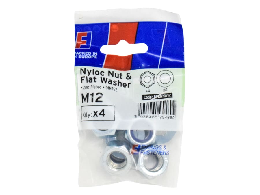 Forgefix FPKNNW12 M12 Nyloc Nut & Washer 4 Pack