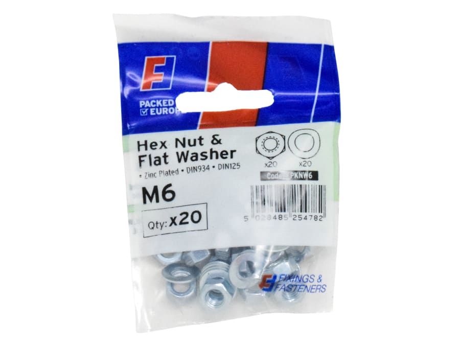 Forgefix FPKNW6 M6 Nut & Washer