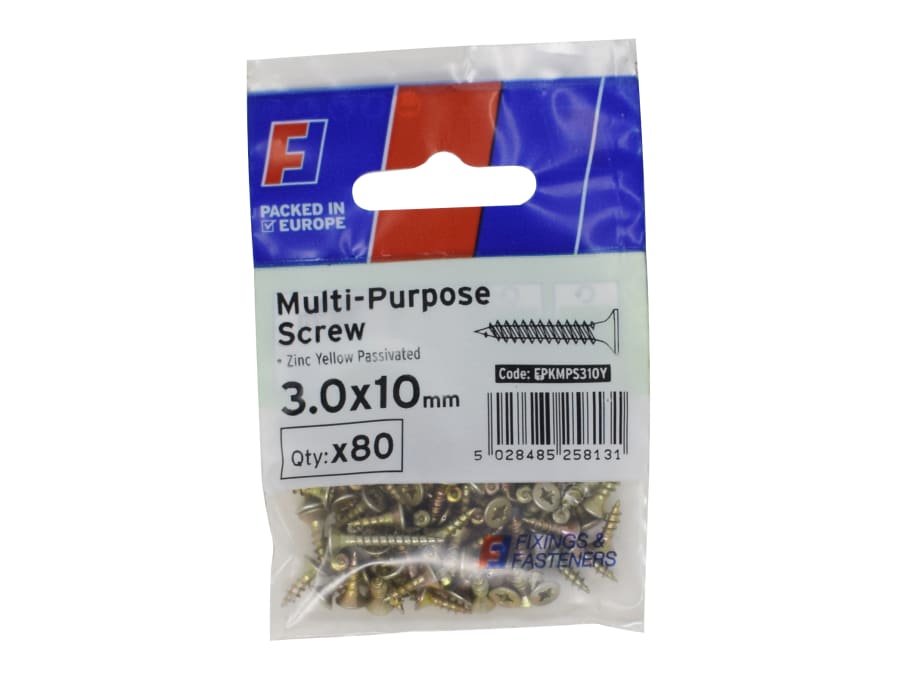 Forgefix FPKMPS310Y Multi-Purpose Pozi Screw 3.0 x 10mm