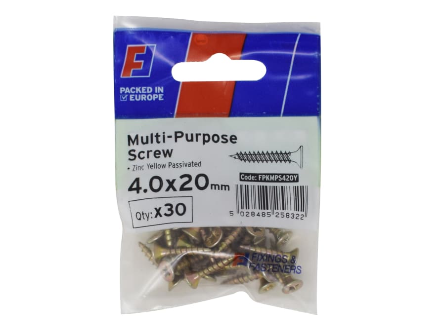 Forgefix FPKMPS420Y Multi-Purpose Pozi Screw 4.0 x 20mm