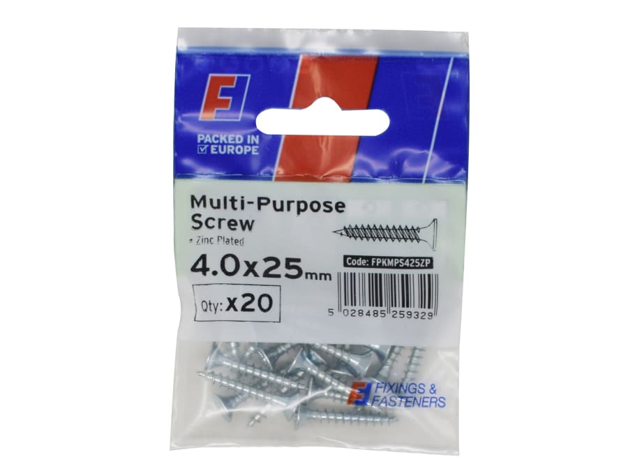Forgefix FPKMPS425ZP 4.0 x 25mm Multi-Purpose Pozi Screw ZP