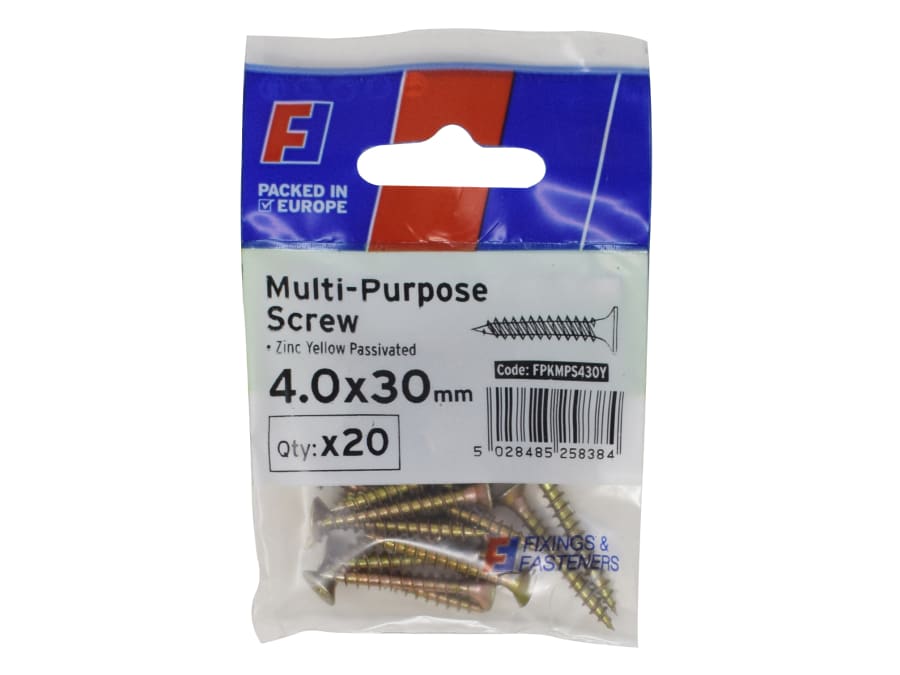 Forgefix FPKMPS430Y Multi-Purpose Pozi Screw 4.0 x 30mm