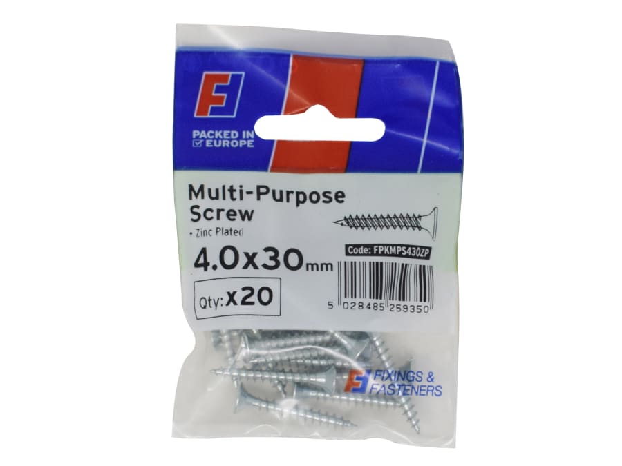 Forgefix FPKMPS430ZP Multi-Purpose Pozi Screw 4.0 x 30mm