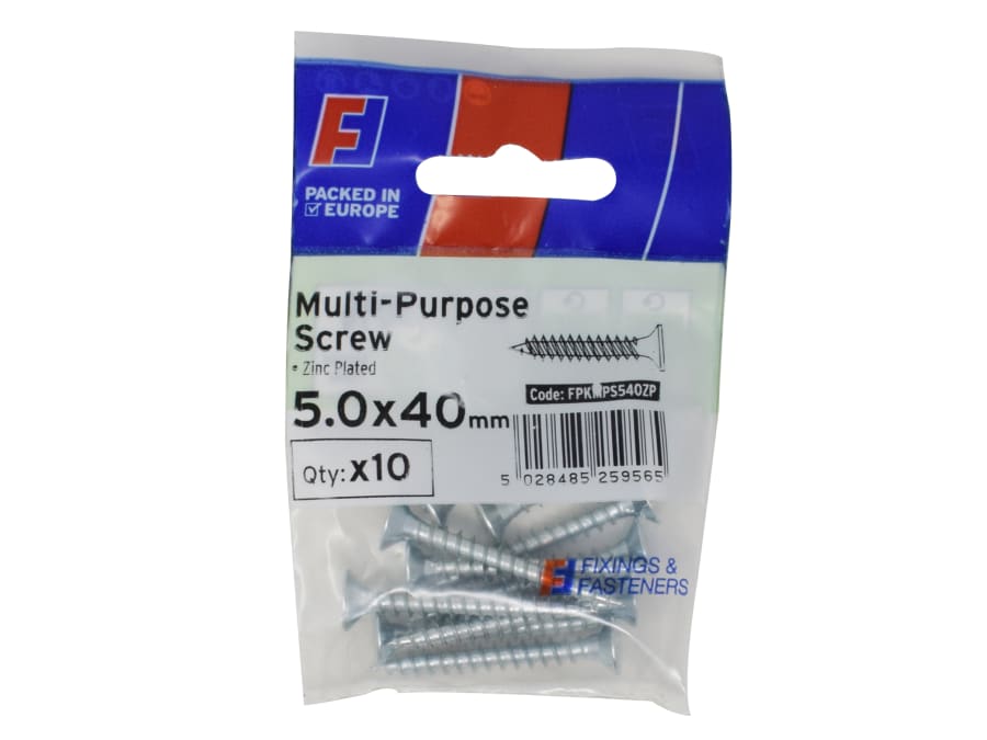 Forgefix FPKMPS540ZP 5.0 x 40mm Multi-Purpose Pozi Screws ZP