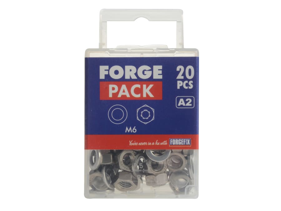 Forgefix FPNUT6SS M6 Hexagonal Nuts with Washers A2 Stainless Steel