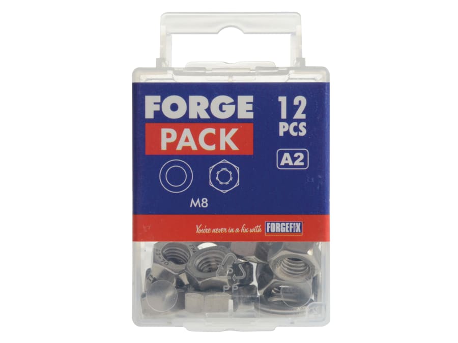 Forgefix FPNUT8SS M8 Hexagonal Nuts & Washers A2 Stainless Steel