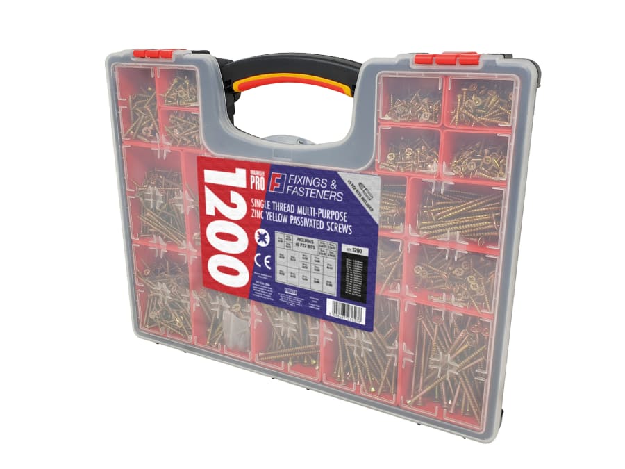 Forgefix OPMPS1200Y Multi-Purpose Wood Screw Kit 1200 Piece