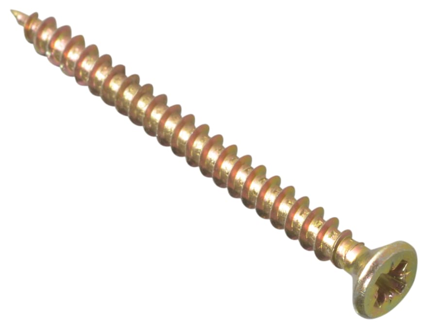 Forgefix MPS450Y 4.0 x 50mm Pozi Countersunk Screw Yellow Zinc Box 200