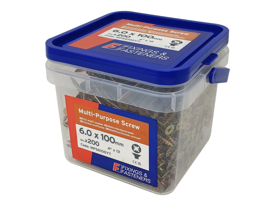 Forgefix MPS6100YT Multi-Purpose Pozi Screw 6 x 100mm Tub 200