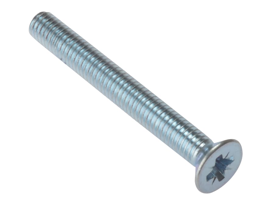 Forgefix 25MSCSK650 M6 x 50mm CSK Pozi Machine Screws Zinc Plated Bag 25