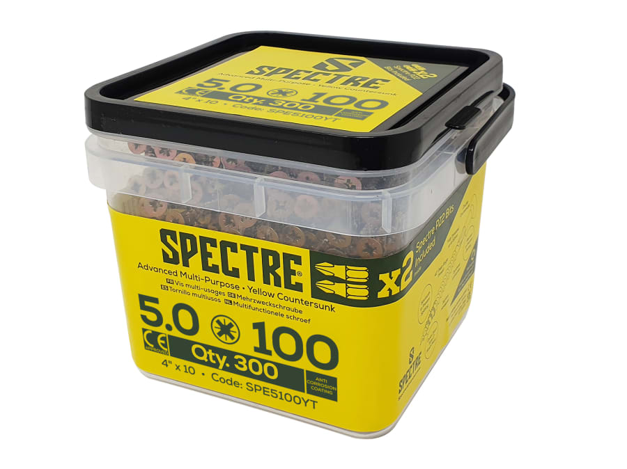 Forgefix SPE5100YT PZ Compatible Wood Screw 5.0 x 100mm Tub 300