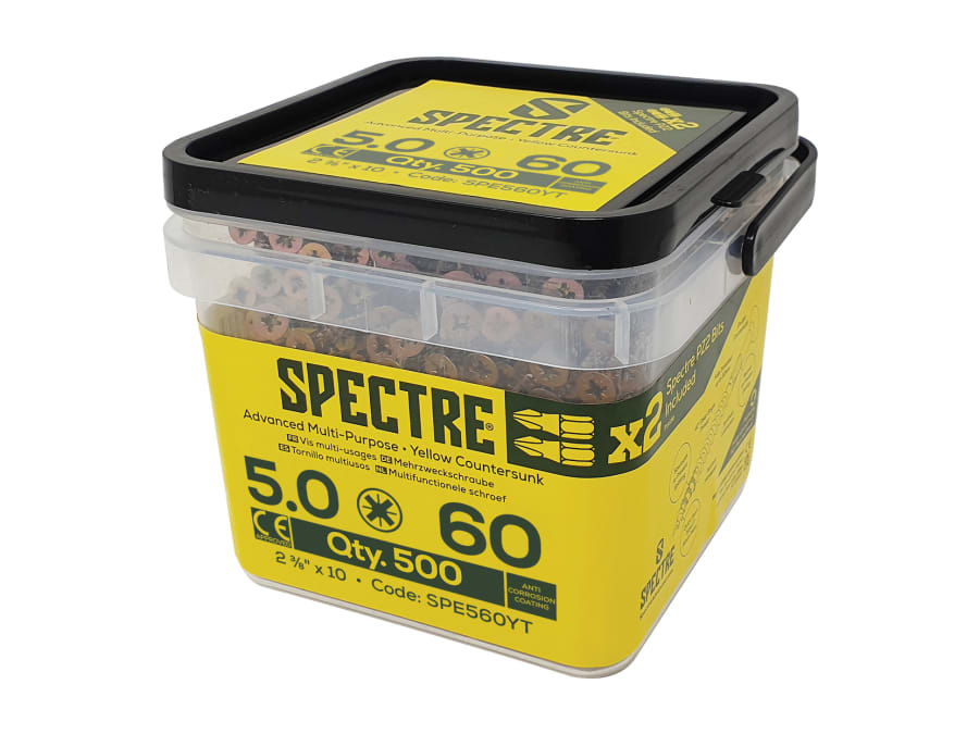 Forgefix SPE560YT PZ Compatible Wood Screw CSK ZYP 5.0 x 60mm Tub 500