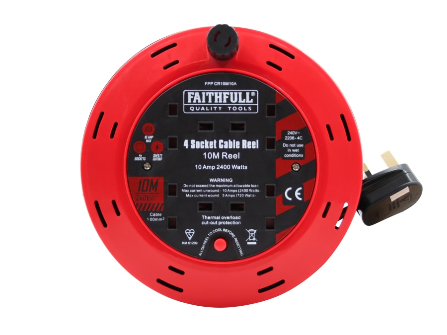 Faithfull Power Plus C41010 240V 10A 4-Socket 10m Cable Reel
