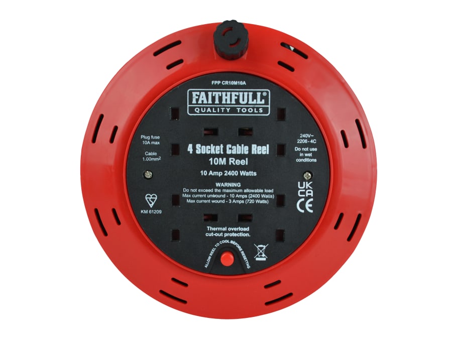 Faithfull Power Plus C41010 240V 10A 4-Socket 10m Cable Reel
