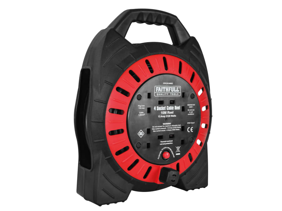 Faithfull Power Plus XP11E1 10m 4-Socket Cable Reel 240V 13A