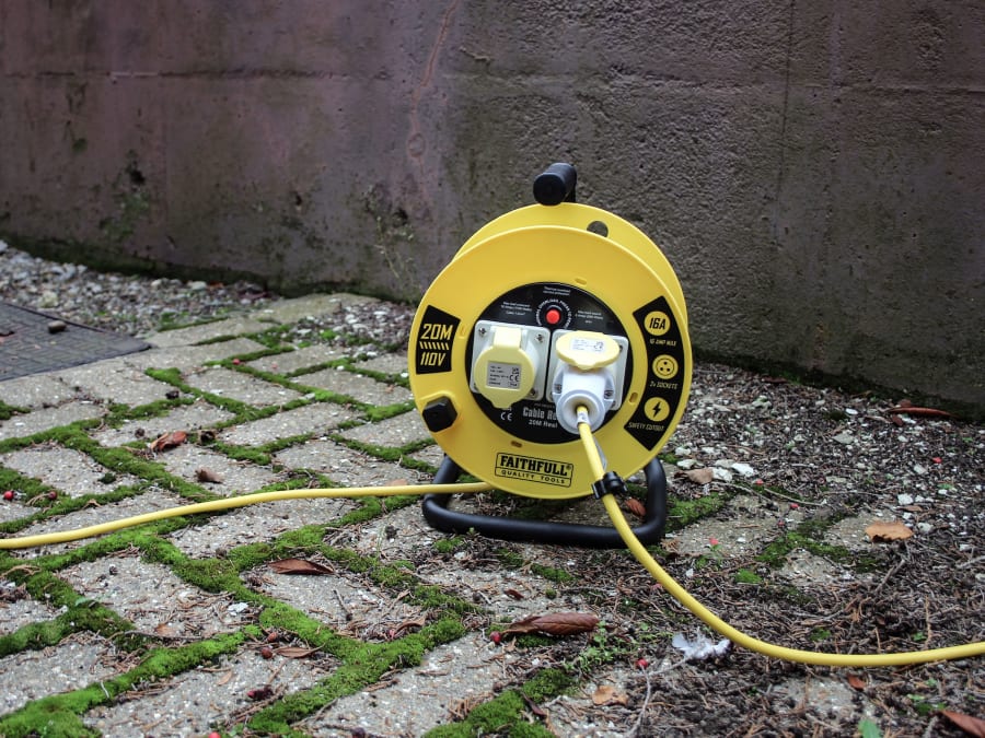 Faithfull Power Plus XP03SY4H 110V 20m 16A 2 Socket Open Cable Reel