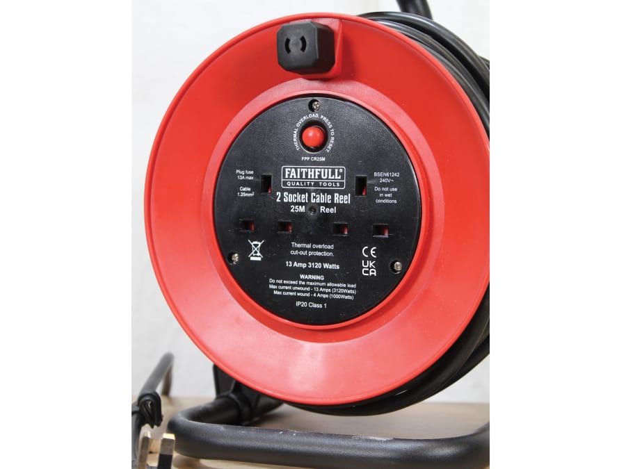 Faithfull Power Plus XP20E1 25m 2-Socket 240V Cable Reel