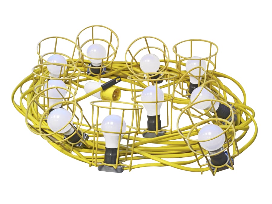 Faithfull Power Plus HL03ES22 22m Festoon Lights with 10 ES Bulbs 110V