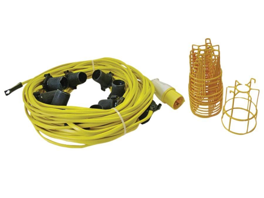 Faithfull Power Plus HL03ES22 22m Festoon Lights with 10 ES Bulbs 110V