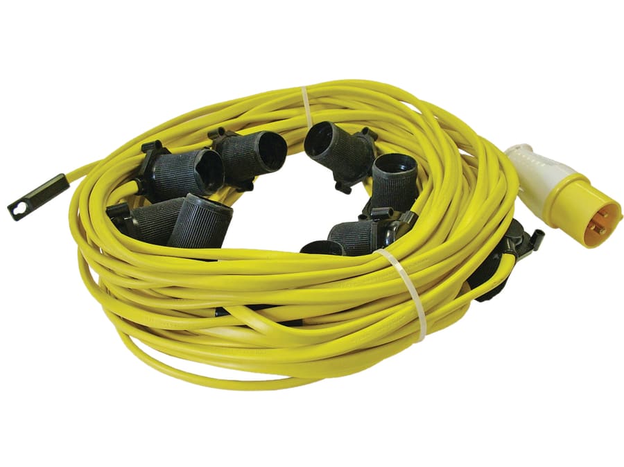 Faithfull Power Plus HL03ES22 22m Festoon Lights with 10 ES Bulbs 110V