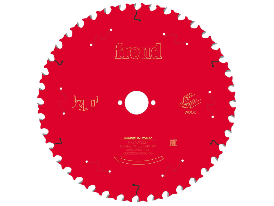 Freud F03FS09779 254mm x 30mm x 2.6/1.8mm 40T Wood Table Saw Blade