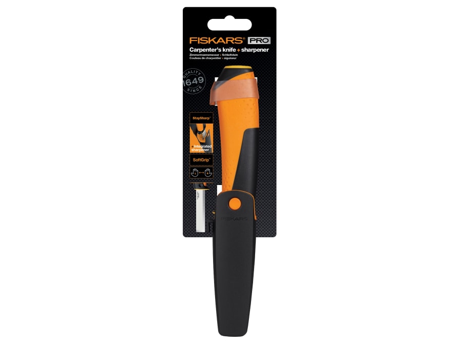 Fiskars 1023621 Carpenter's Knife with Sharpener