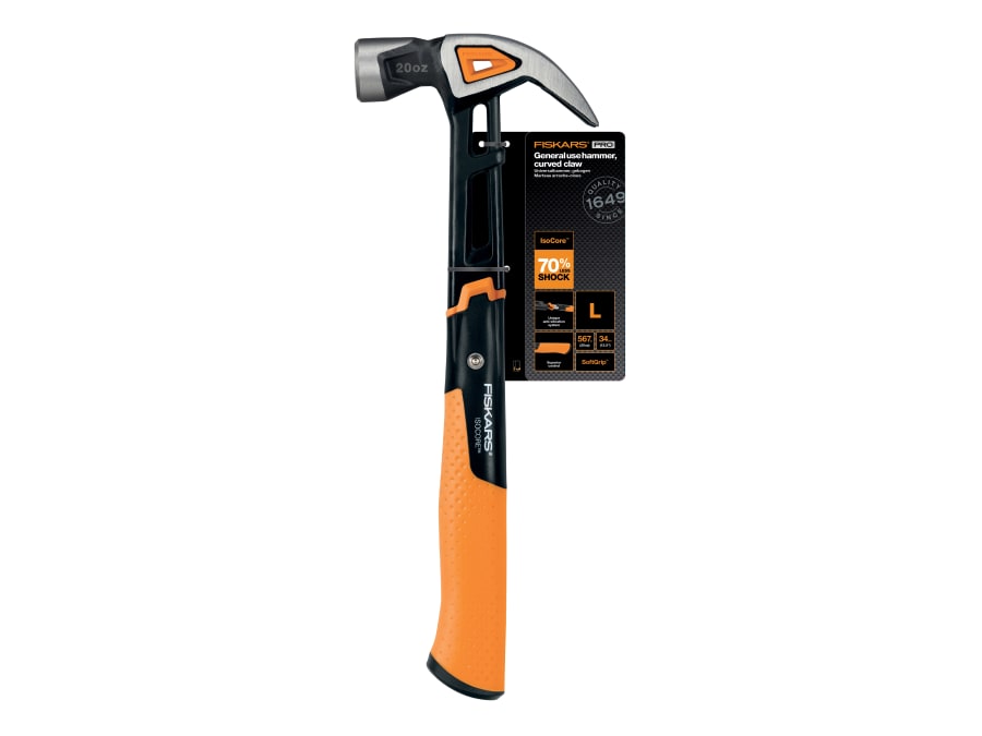 Fiskars 1027203 IsoCore Curved Finishing Hammer 570g