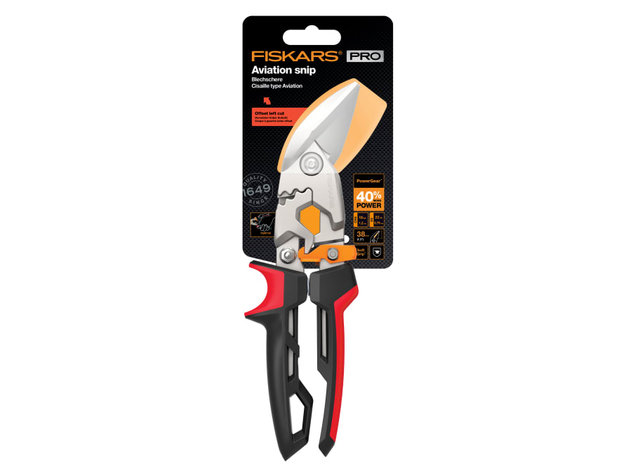 Fiskars 1027211 Offset Aviation Snip Left Cut 250mm