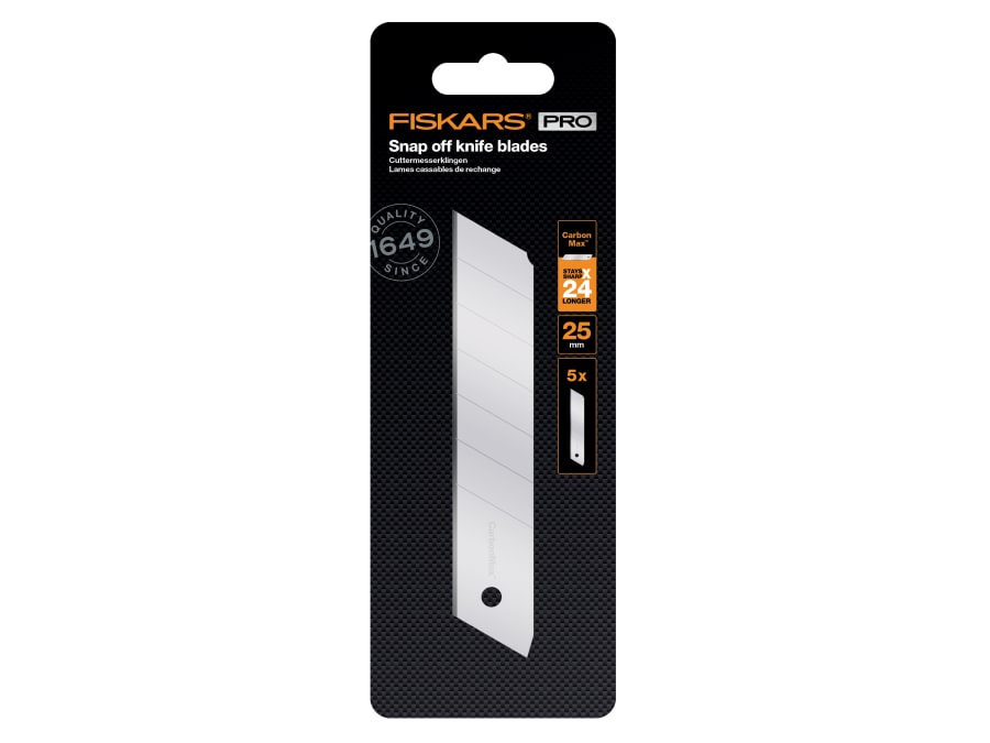 Fiskars 1027233 25mm Snap-off Knife Blade with 5 Pack