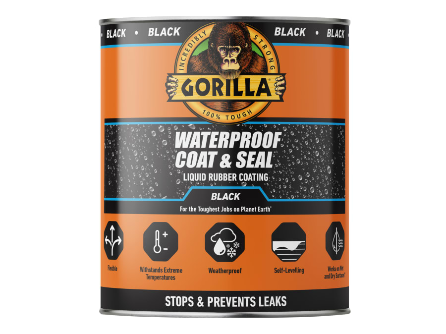 Gorilla Glue 114563 Waterproof Coat & Seal Liquid Rubber Coating Black 473ml