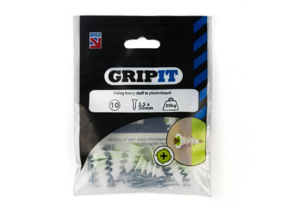 Gripit GPTWIST10 TwistIT Self-Drive Plasterboard Fixings Pack 10