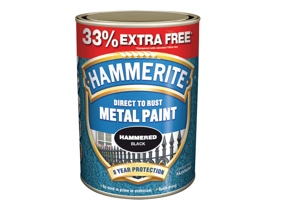Hammerite 5158236 Direct To Rust Hammered Finish Metal Paint Silver 750ml