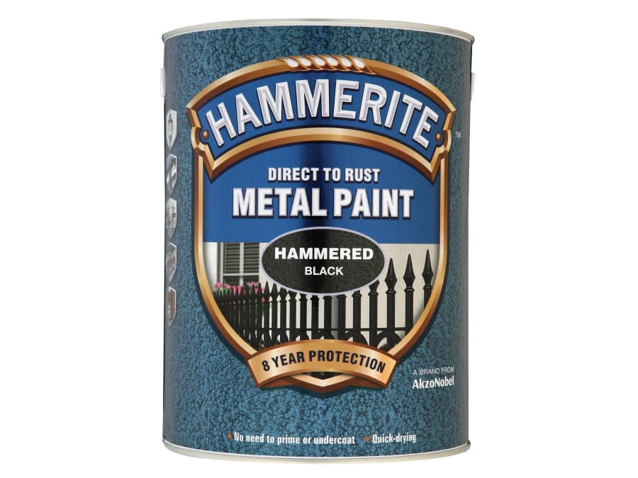 Hammerite 5084796 Direct To Rust Hammered Metal Paint Black 5 Litre