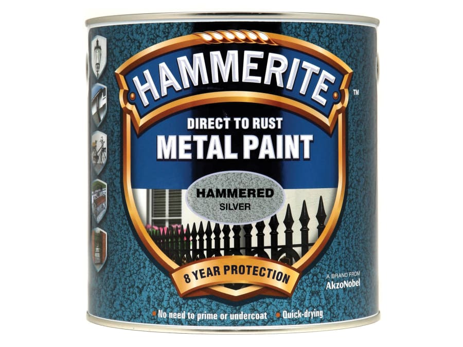 Hammerite 5084801 Direct To Rust Hammered Finish Metal Paint Silver 2.5L