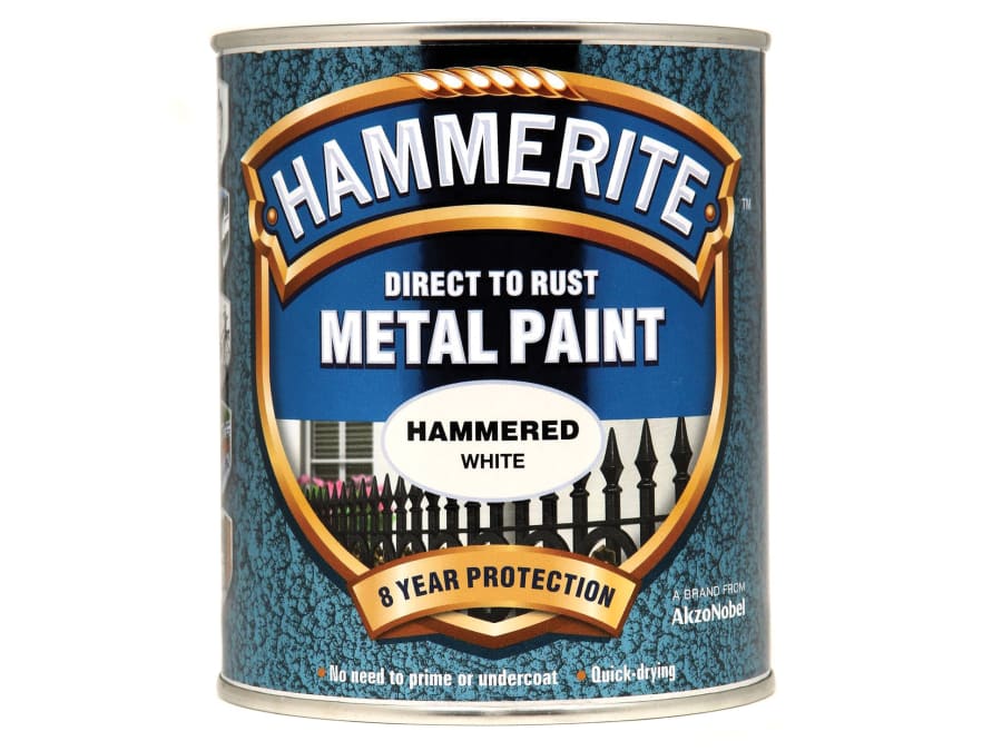 Hammerite 5092971 Direct To Rust Hammered Finish Metal Paint White 750ml