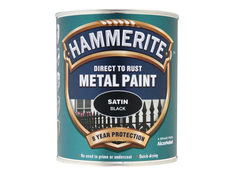 Hammerite 5092829 Direct To Rust Satin Metal Paint Black 750ml