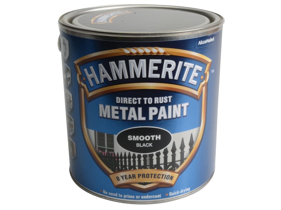 Hammerite 5084866 Direct To Rust Smooth Finish Metal Paint Black 2.5 Litre