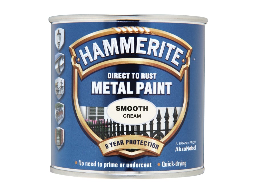 Hammerite 5122058 Direct To Rust Smooth Finish Metal Paint Cream 250ml