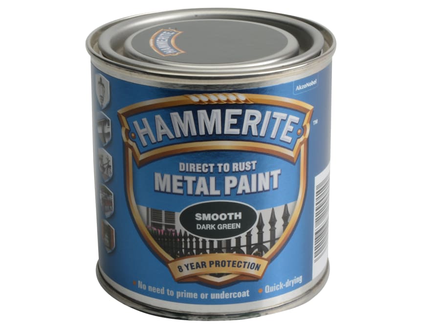Hammerite 5084889 Direct To Rust Smooth Finish Metal Paint Dark Green 250ml