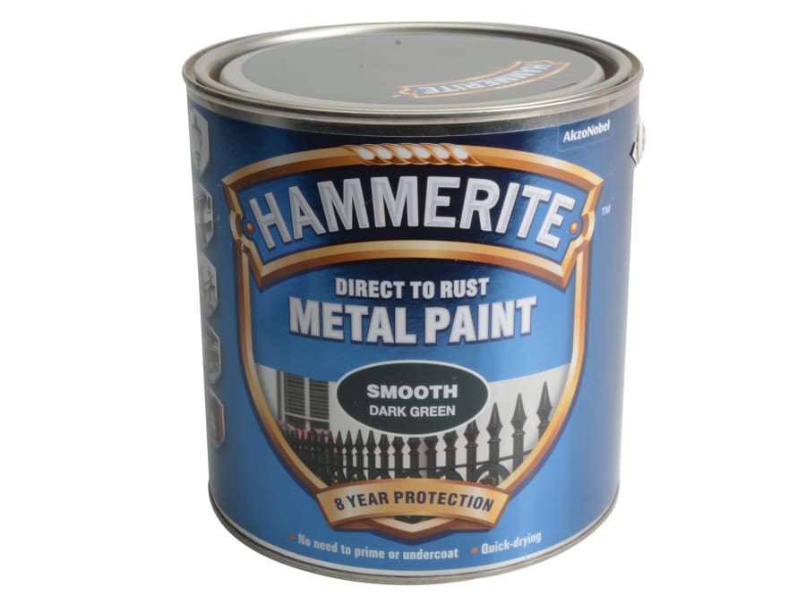Hammerite 5084892 Direct To Rust Smooth Finish Metal Paint Dark Green 2.5 Litre