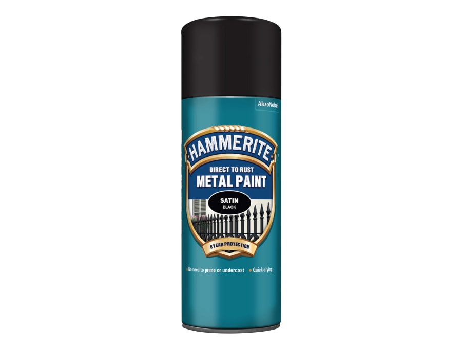 Hammerite 5084778 Direct To Rust Smooth Finish Aerosol Satin Black 400ml
