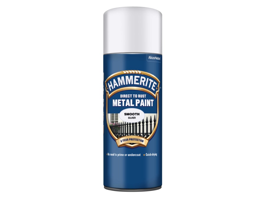 Hammerite 5084785 Direct To Rust Smooth Finish Aerosol Silver 400ml