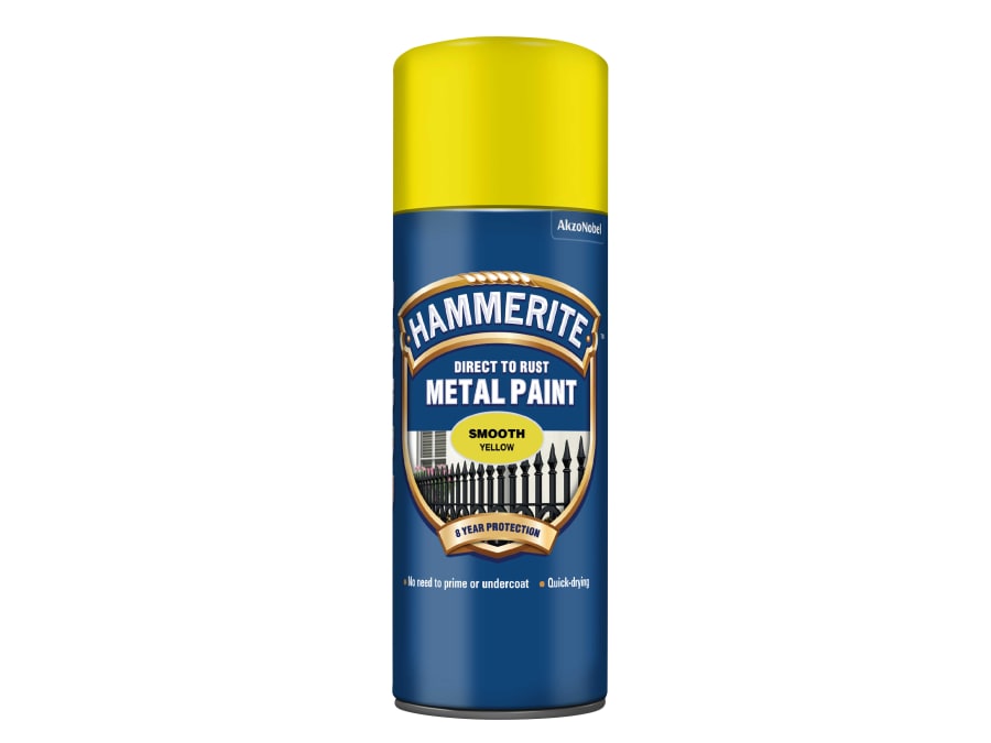 Hammerite 5092968 Direct To Rust Smooth Finish Aerosol Yellow 400ml
