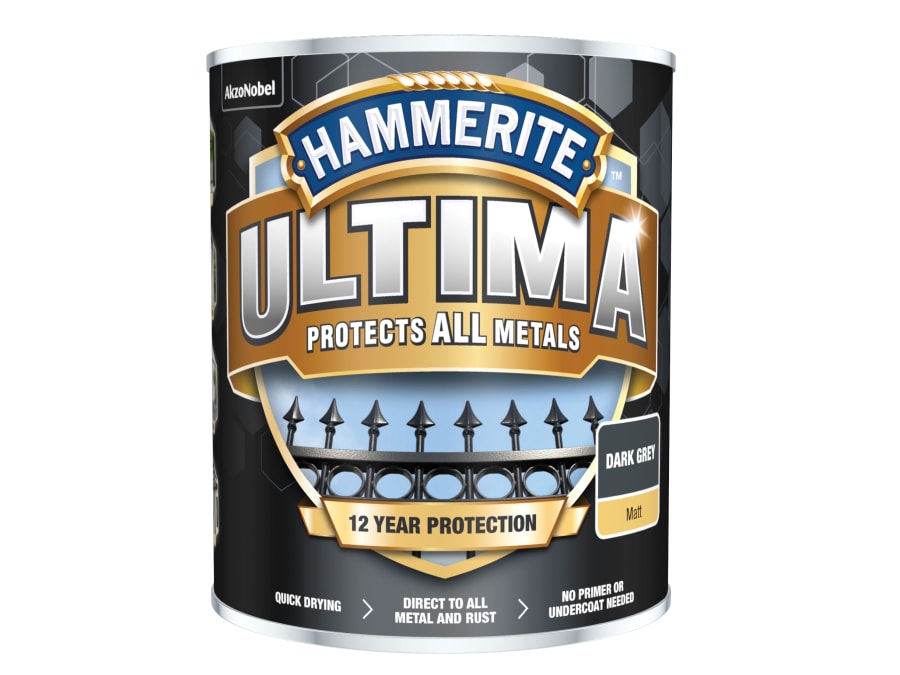 Hammerite 5362534 Ultima Metal Paint Matt Dark Grey 750ml