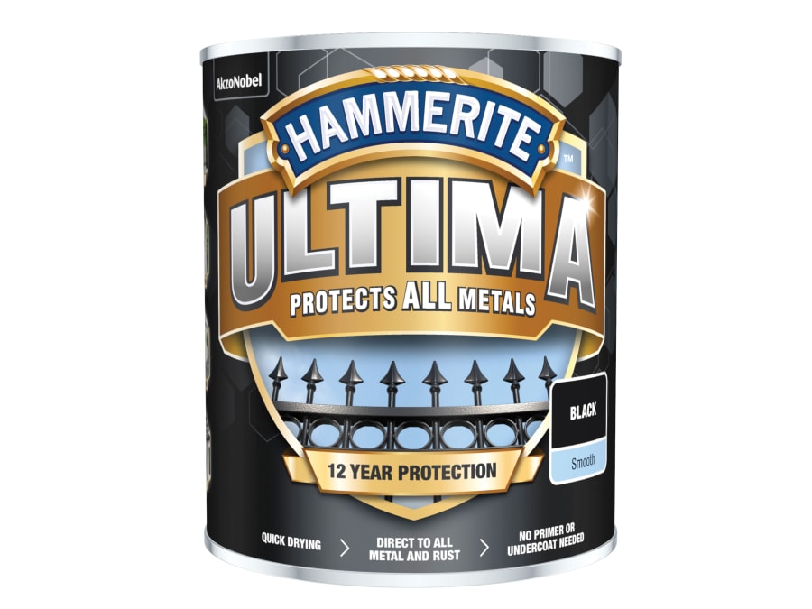 Hammerite 5362526 Ultima Metal Paint Smooth Black 750ml
