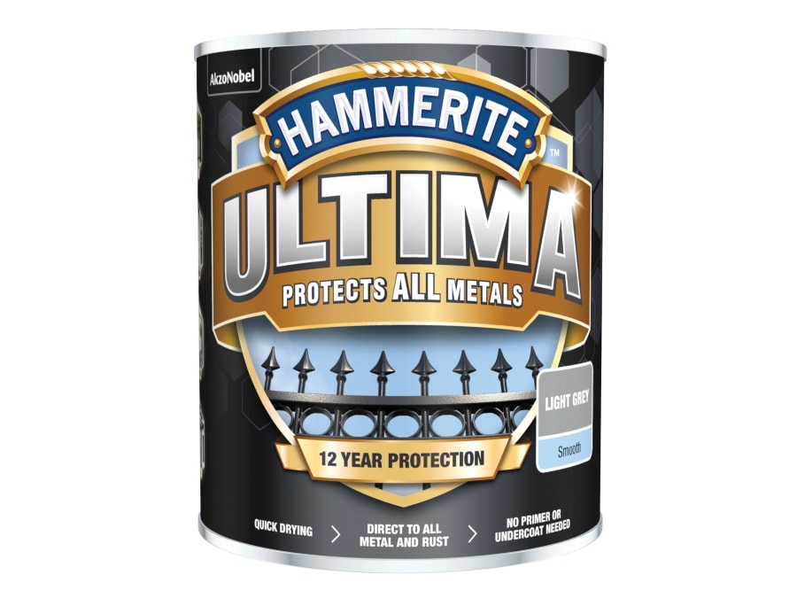 Hammerite 5362528 Ultima Metal Paint Smooth Light Grey 750ml