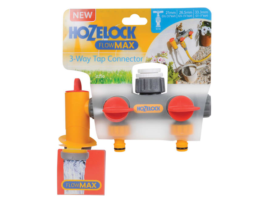 Hozelock 100000699 Flowmax 3-Way Tap Connector 1/2-1in BSP