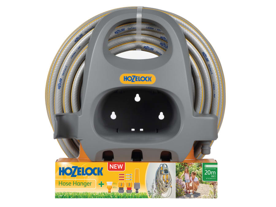 Hozelock 100000836 Hose Hanger with 20m Hose & Fittings