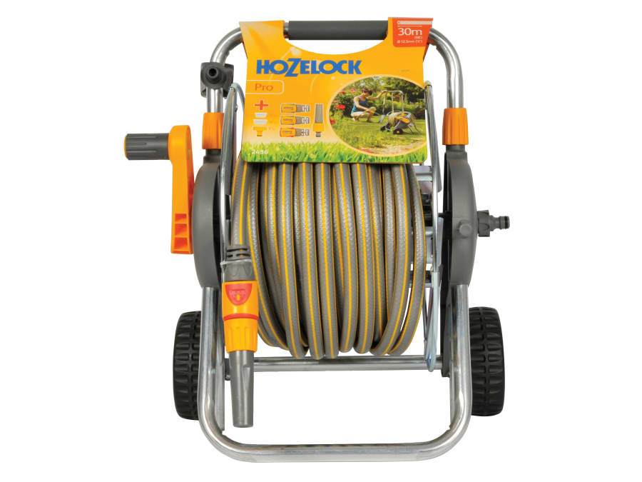 Hozelock 100000996 60m Metal Pro Hose Cart with 30m of 12.5mm Hose